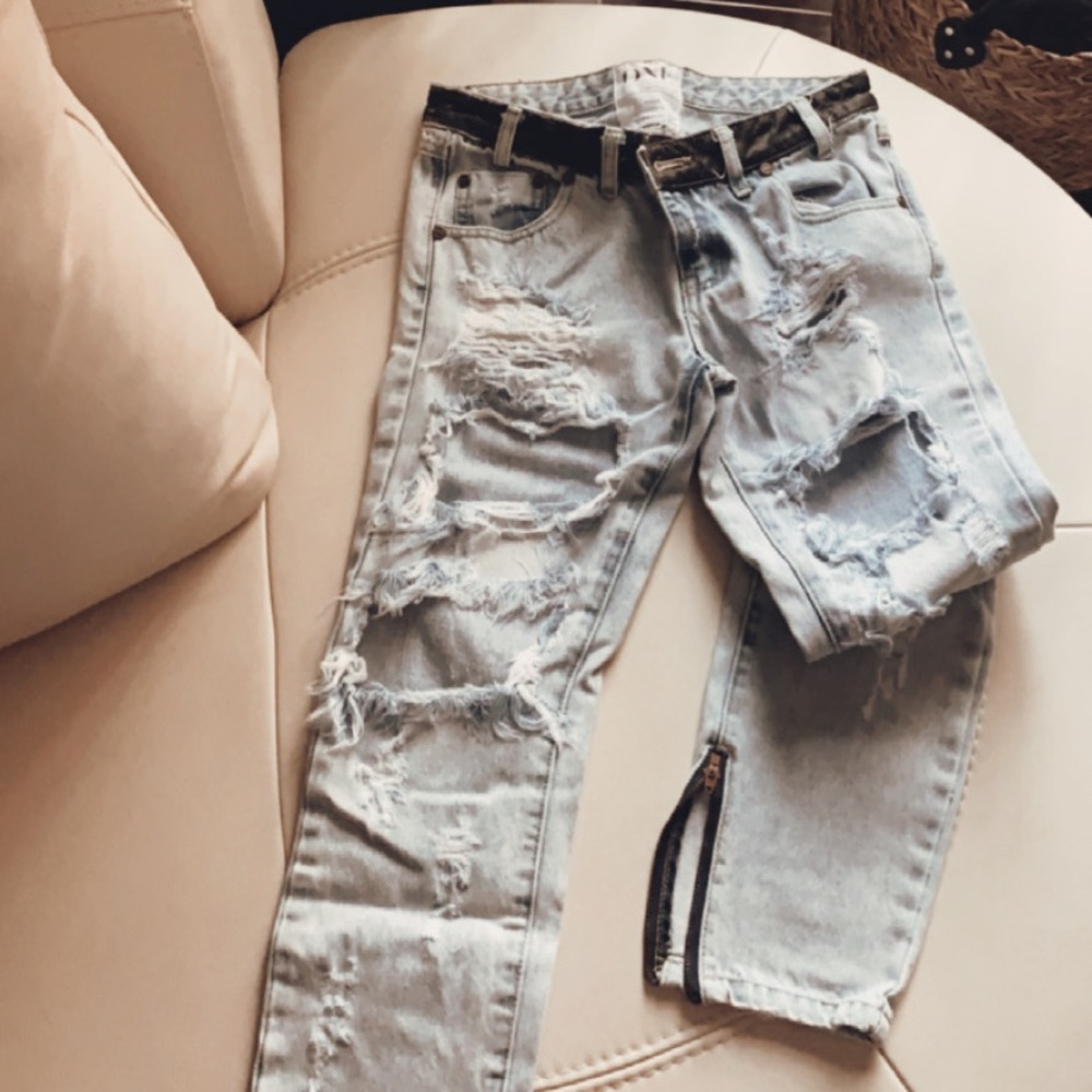 One teaspoon blue destroyed jeans